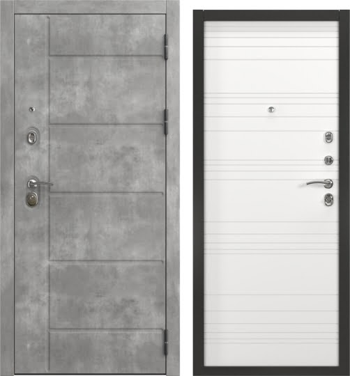Дверь входная ALFA-130/39, бетон темный / шагрень белая
