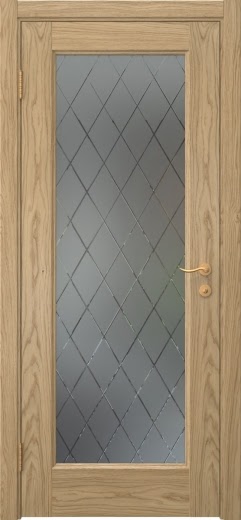 Межкомнатная дверь FK001 (шпон дуб натуральный, стекло: сатинат ромб)