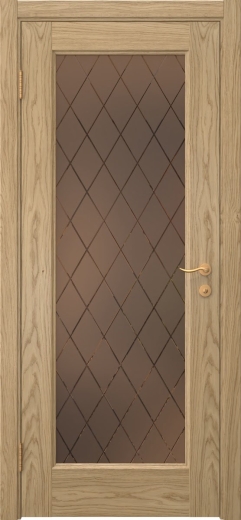 Межкомнатная дверь FK001 (шпон дуб натуральный, стекло: сатинат бронзовый ромб)