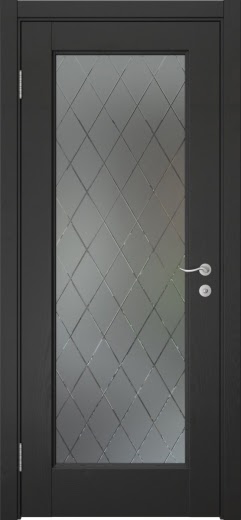 Межкомнатная дверь FK001 (шпон ясень черный, стекло: сатинат ромб)
