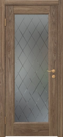 Межкомнатная дверь FK001 (шпон американский орех, стекло: сатинат ромб)