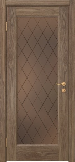 Межкомнатная дверь FK001 (шпон американский орех, стекло: сатинат бронзовый ромб)