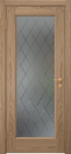 Межкомнатная дверь FK001 (шпон дуб светлый, стекло: сатинат ромб)