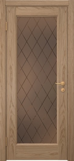 Межкомнатная дверь FK001 (шпон дуб светлый, стекло: сатинат бронзовый ромб)