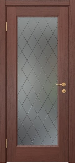 Межкомнатная дверь FK001 (шпон красное дерево, стекло: сатинат ромб)