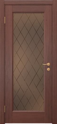 Межкомнатная дверь FK001 (шпон красное дерево, стекло: сатинат бронзовый ромб)