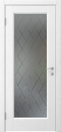 Межкомнатная дверь FK001 (шпон ясень белый, стекло: сатинат ромб)