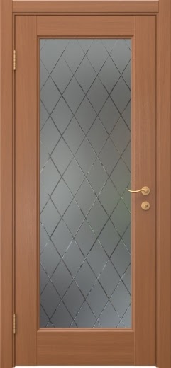 Межкомнатная дверь FK001 (шпон анегри, стекло: сатинат ромб)