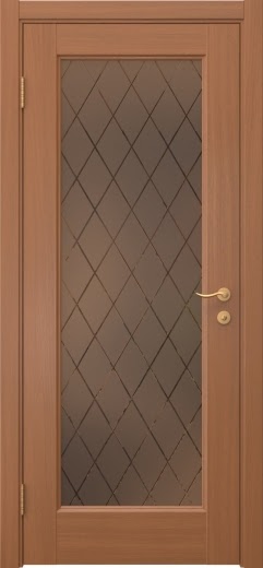 Межкомнатная дверь FK001 (шпон анегри, стекло: сатинат бронзовый ромб)