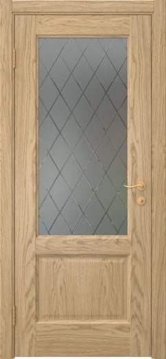 Межкомнатная дверь FK002 (шпон дуб натуральный, стекло: сатинат ромб)