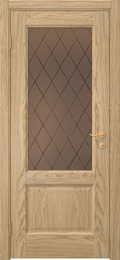 Межкомнатная дверь FK002 (шпон дуб натуральный, стекло: сатинат бронзовый ромб)