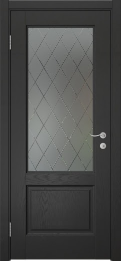 Межкомнатная дверь FK002 (шпон ясень черный, стекло: сатинат ромб)