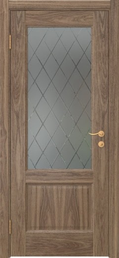 Межкомнатная дверь FK002 (шпон американский орех, стекло: сатинат ромб)