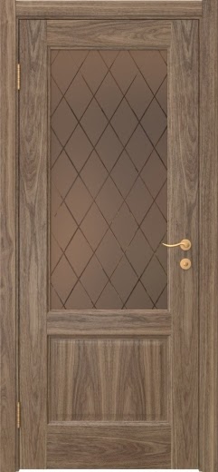 Межкомнатная дверь FK002 (шпон американский орех, стекло: сатинат бронзовый ромб)