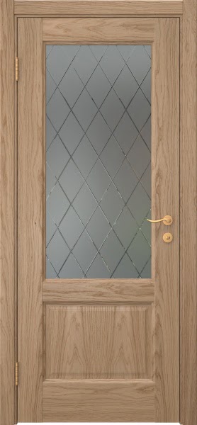 Межкомнатная дверь FK002 (шпон дуб светлый, стекло: сатинат ромб)