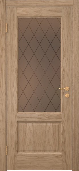 Межкомнатная дверь FK002 (шпон дуб светлый, стекло: сатинат бронзовый ромб)