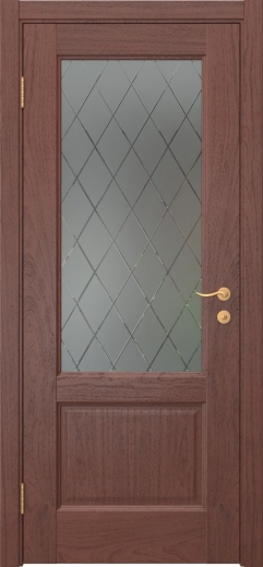 Межкомнатная дверь FK002 (шпон красное дерево, стекло: сатинат ромб)