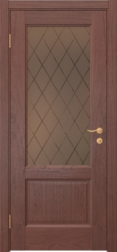 Межкомнатная дверь FK002 (шпон красное дерево, стекло: сатинат бронзовый ромб)