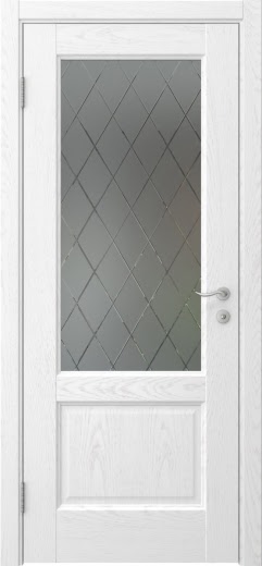 Межкомнатная дверь FK002 (шпон ясень белый, стекло: сатинат ромб)