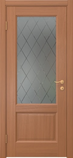 Межкомнатная дверь FK002 (шпон анегри, стекло: сатинат ромб)
