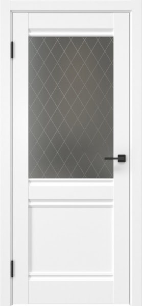 Межкомнатная дверь FK003 (эмалит белый, стекло: сатинат ромб)