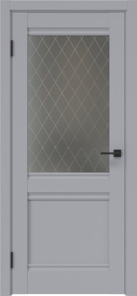 Межкомнатная дверь FK003 (экошпон серый / стекло: сатинат ромб)