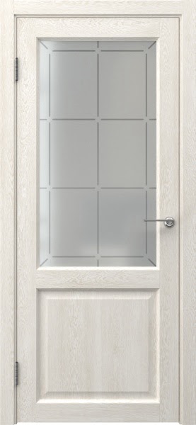 Межкомнатная дверь FK004 (экошпон «белый дуб» / стекло решетка)