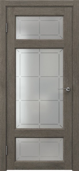 Межкомнатная дверь FK006 (экошпон «серый дуб» / стекло решетка)