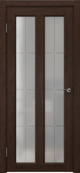 Межкомнатная дверь FK007 (экошпон «дуб шоколад» / стекло решетка)
