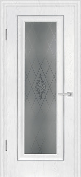Межкомнатная дверь FK013 (экошпон «ясень белый» / матовое стекло)