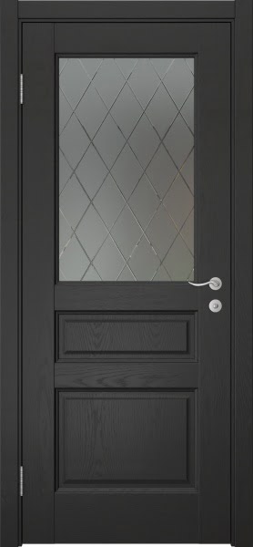 Межкомнатная дверь FK016 (шпон ясень черный, стекло: сатинат ромб)
