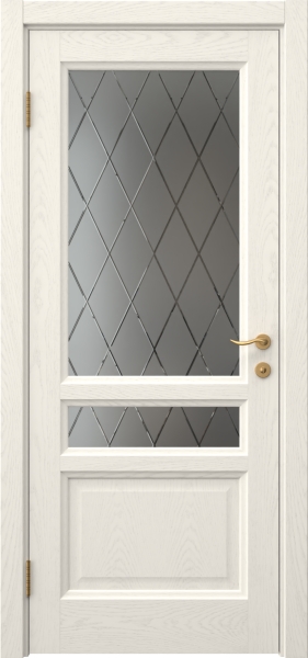 Межкомнатная дверь FK016 (шпон ясень слоновая кость / стекло с гравировкой)