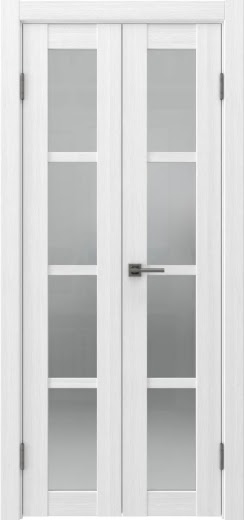 Распашная двустворчатая дверь FK027 (экошпон белый, сатинат, 40 см)