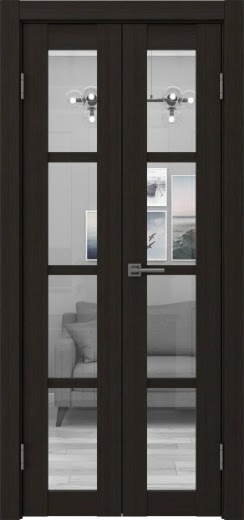 Распашная двустворчатая дверь FK027 (экошпон «венге FL», стекло прозрачное, 40 см)