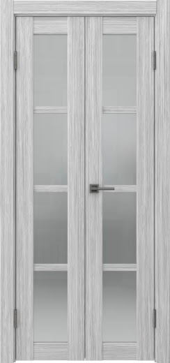 Распашная двустворчатая дверь FK027 (экошпон «серый дуб FL», сатинат, 40 см)