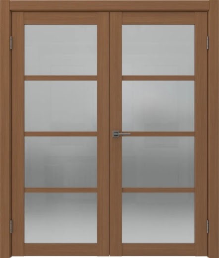 Распашная двустворчатая дверь FK027 (экошпон «орех», сатинат)