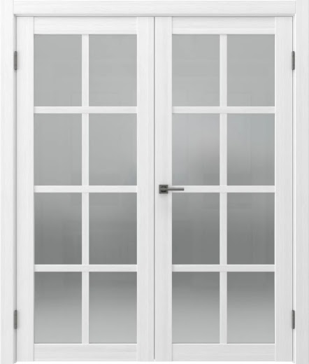 Распашная двустворчатая дверь FK028 (экошпон белый, сатинат)