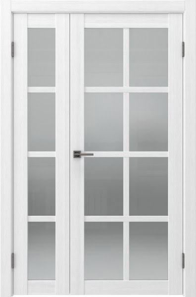Распашная полуторная дверь FK028 (экошпон белый, сатинат)
