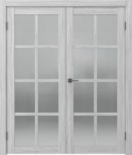 Распашная двустворчатая дверь FK028 (экошпон «серый дуб FL», сатинат)