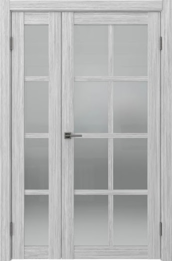 Распашная полуторная дверь FK028 (экошпон «серый дуб FL», сатинат)