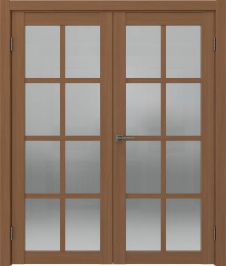 Распашная двустворчатая дверь FK028 (экошпон «орех», сатинат)