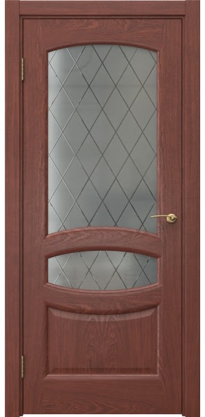 Межкомнатная дверь FK030 (шпон красное дерево, стекло: сатинат ромб)