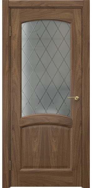 Межкомнатная дверь FK031 (шпон американский орех, стекло: сатинат ромб)