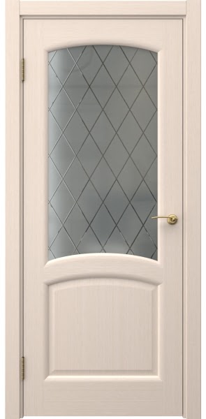 Межкомнатная дверь FK031 (шпон беленый дуб, стекло: сатинат ромб)