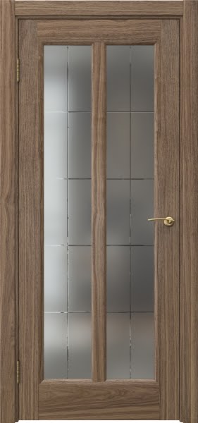 Межкомнатная дверь FK032 (шпон американский орех, сатинат с гравировкой решетка)