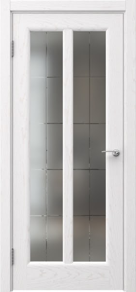Межкомнатная дверь FK032 (шпон ясень белый, сатинат с гравировкой решетка)