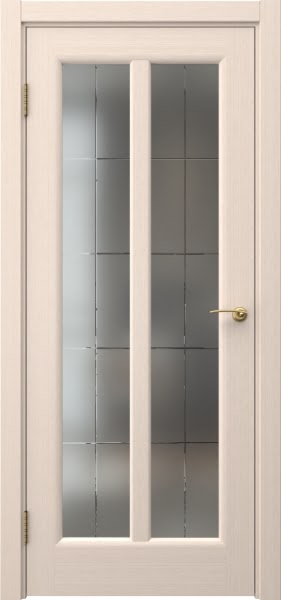 Межкомнатная дверь FK032 (шпон беленый дуб, сатинат с гравировкой решетка)