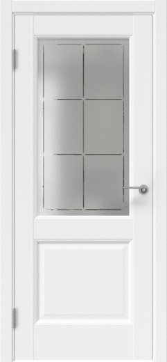 Межкомнатная дверь FK034 (экошпон белый, стекло с гравировкой)
