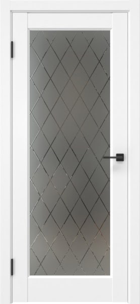 Межкомнатная дверь FK036 (эмалит белый, стекло: сатинат ромб)