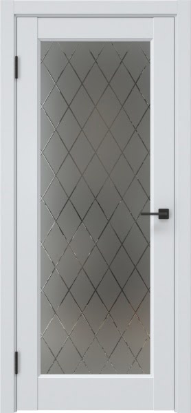 Межкомнатная дверь FK036 (эмалит серый, стекло: сатинат ромб)